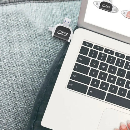 Leitor de Cartão Multifuncional de Metal 4 Portas 2 em 1 OTG Universal para PC, Celular e Laptop – Suporte Micro e TF