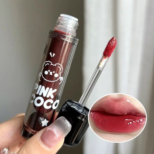 PINKCOCO Bear Doodle Mirror Lip Glaze – Gloss Labial de Brilho Espelhado