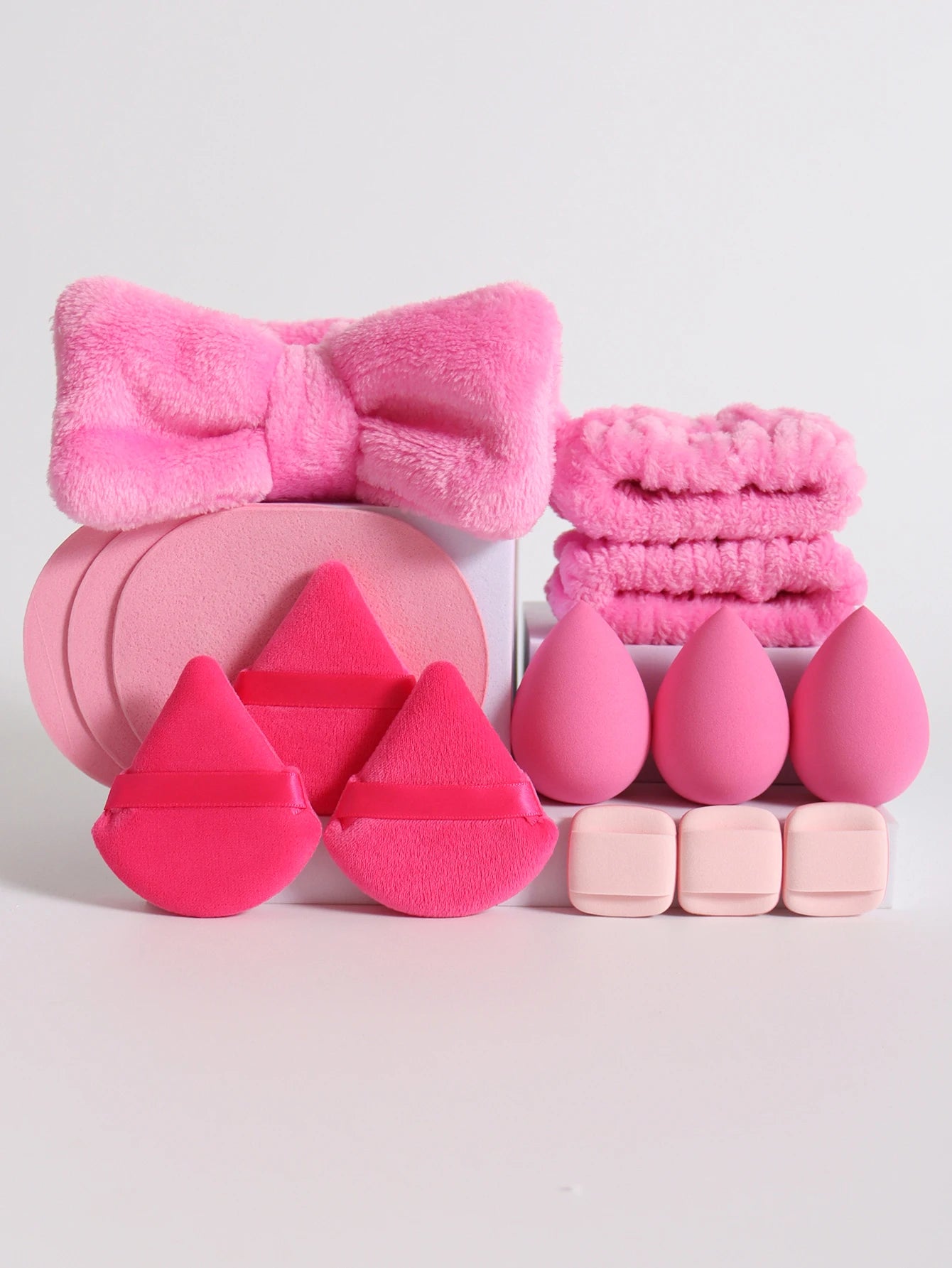 Kit 15 Peças – Esponjas de Maquiagem, Faixa de Cabelo e Pulseiras Removedoras de Água