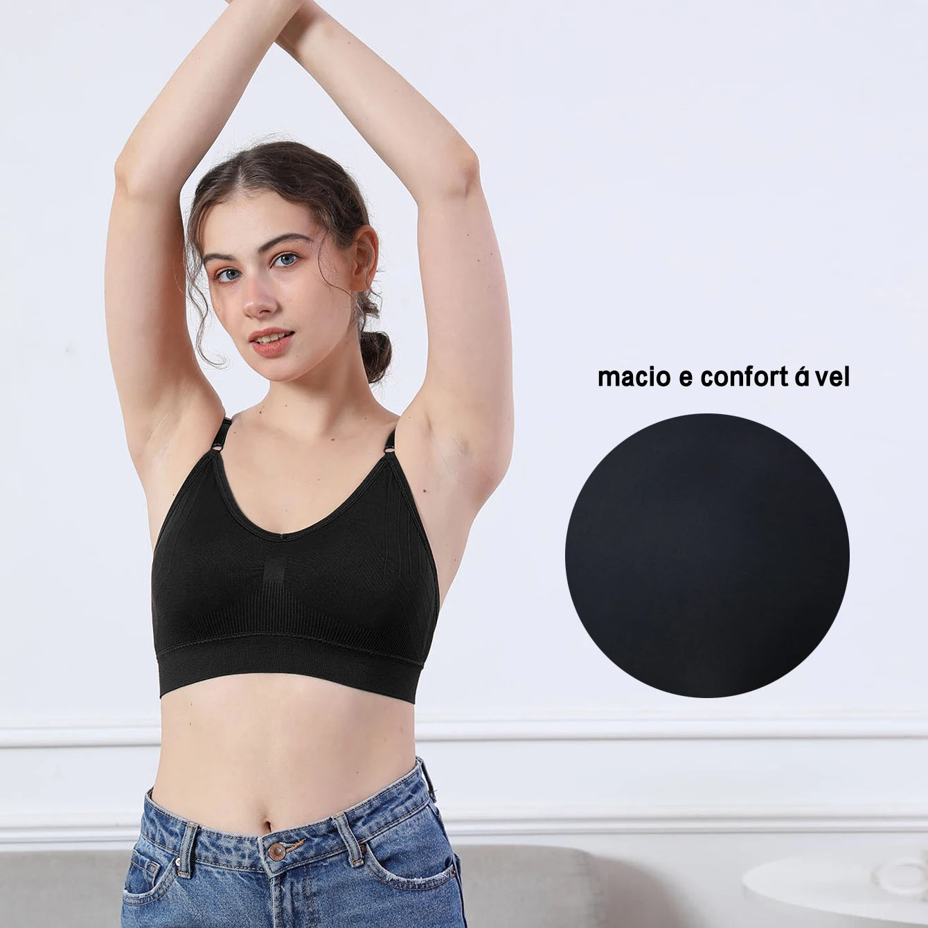 Top Feminino Cropped Lingerie Sexy com Sustentação – Sutiã Estilo Esportivo