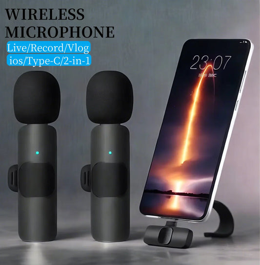 Microfone de lapela sem fio com cancelamento de ruído para streaming