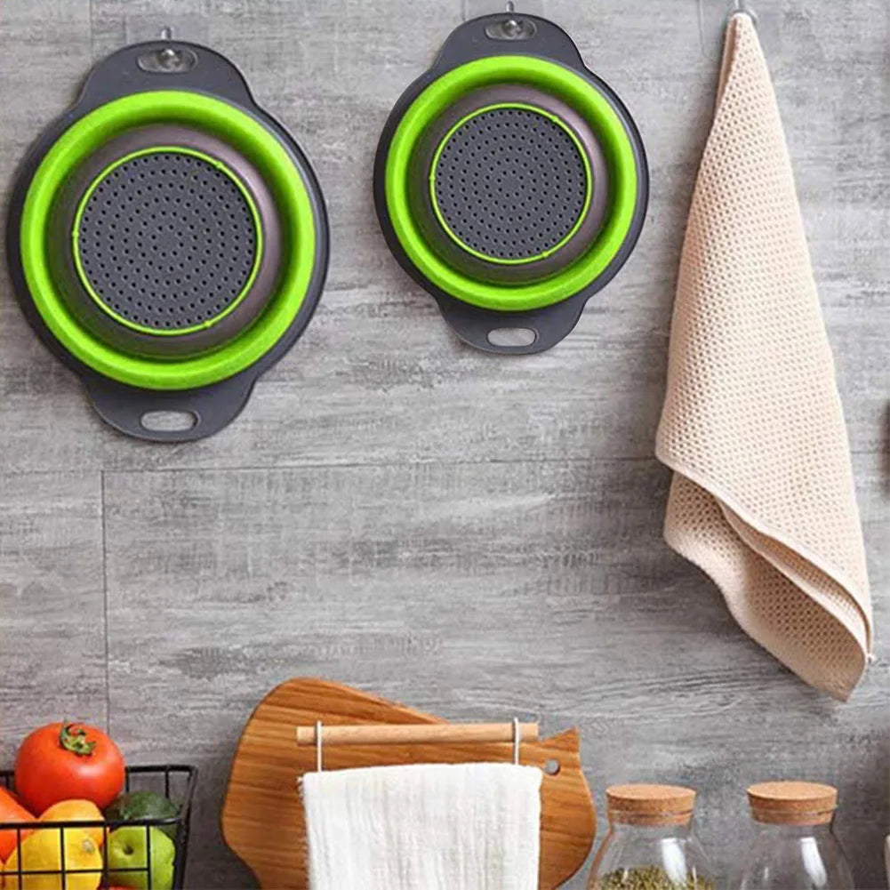 Cesto Escorredor Dobrável de Silicone para Frutas e Legumes