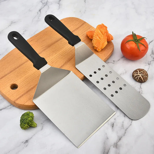 Espátula de Aço Inoxidável para Cozinha – Churrasco, Hambúrguer e Panquecas