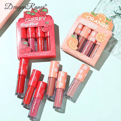 Kit Mini Batom Líquido Velvet Matte – 4 Peças com Aroma Frutado