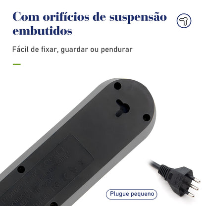 Extensão Elétrica com Plugue Brasileiro COIBEU – 2 Metros, 110-220V, 10A, 2500W com Tomada USB
