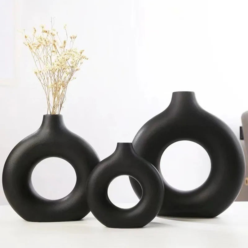 Vaso Decorativo Minimalista em Forma de Donut – Estilo Moderno