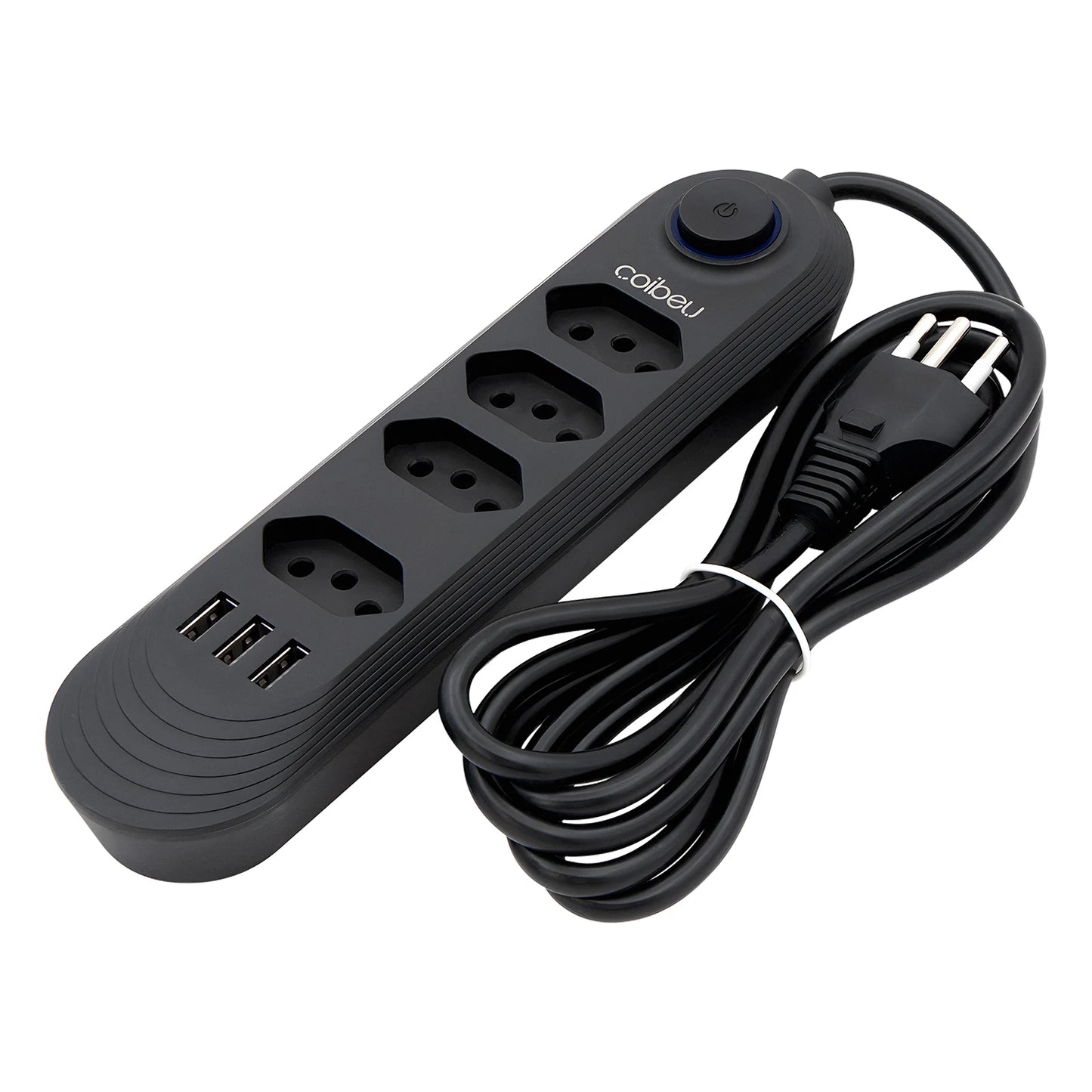 Extensão Elétrica com Plugue Brasileiro COIBEU – 2 Metros, 110-220V, 10A, 2500W com Tomada USB