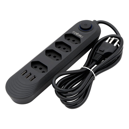 Extensão Elétrica com Plugue Brasileiro COIBEU – 2 Metros, 110-220V, 10A, 2500W com Tomada USB