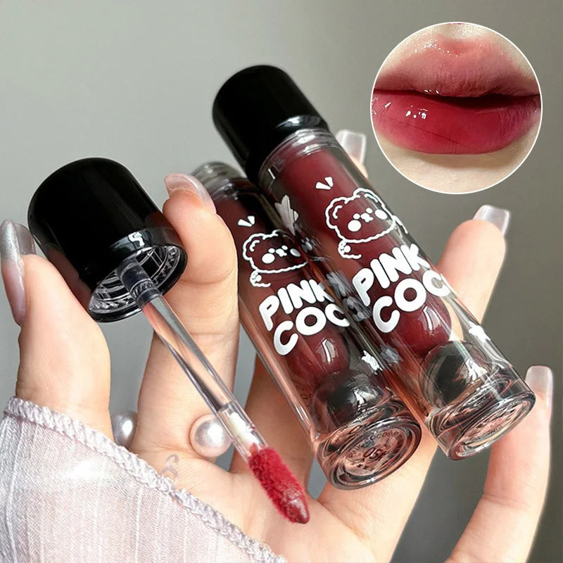 PINKCOCO Bear Doodle Mirror Lip Glaze – Gloss Labial de Brilho Espelhado