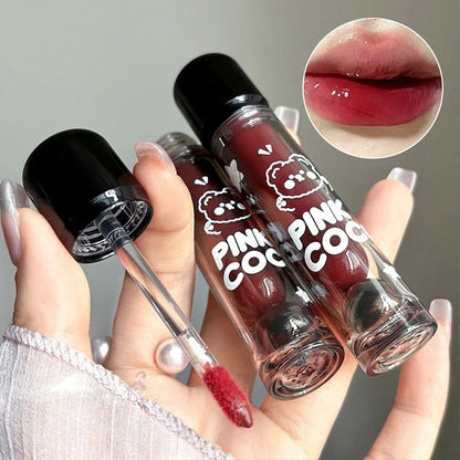 PINKCOCO Bear Doodle Mirror Lip Glaze – Gloss Labial de Brilho Espelhado