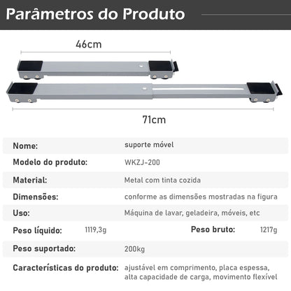 Suporte Universal Ajustável para Geladeira, Máquina de Lavar e Móveis
