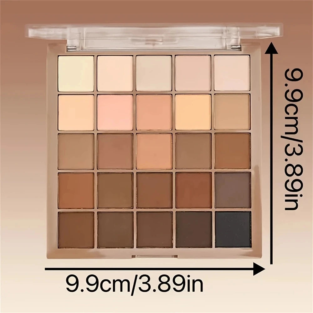 Paleta de Sombras 25 Cores – Tons Neutros de Marrom e Cinza Café/Chocolate