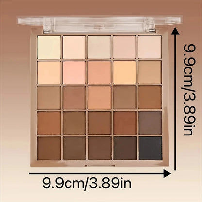 Paleta de Sombras 25 Cores – Tons Neutros de Marrom e Cinza Café/Chocolate
