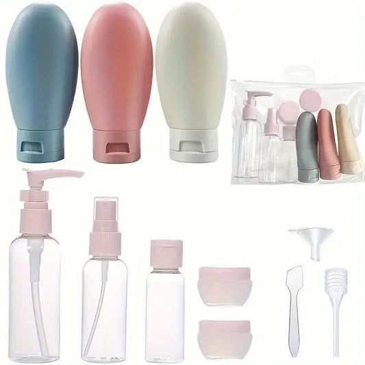 Kit de Frascos de Viagem Portáteis para Cosméticos – Recipientes Recarregáveis