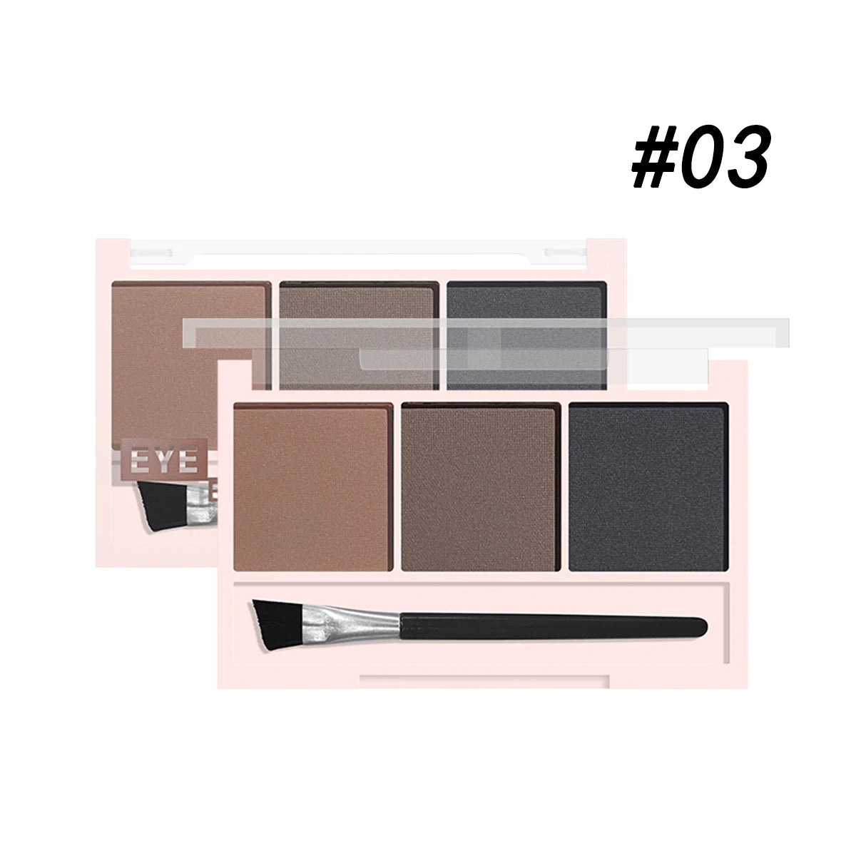 Kit de Sombra para Sobrancelhas 3 Cores com Pincel – Definição Natural e de Longa Duração
