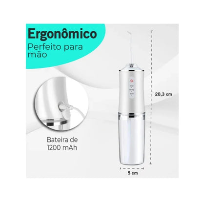 Irrigador Oral Portátil com 1 Bico, 3 Modos de Jato, Recarregável USB – 220ml
