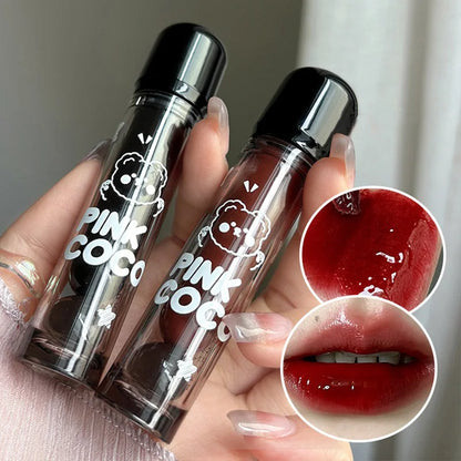 PINKCOCO Bear Doodle Mirror Lip Glaze – Gloss Labial de Brilho Espelhado