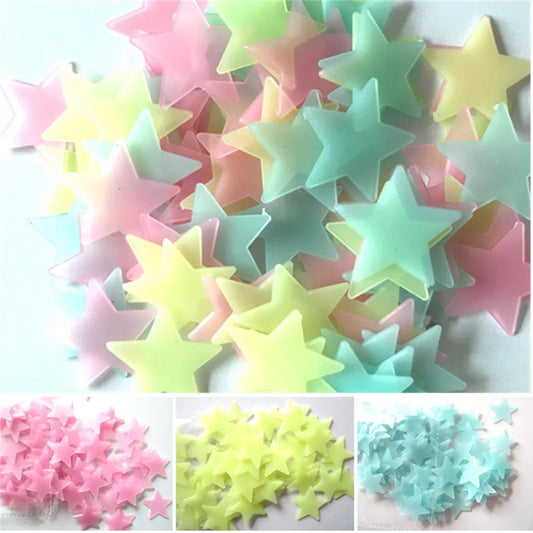 Adesivos Fluorescentes Estrelas Brilhantes – 100 Peças