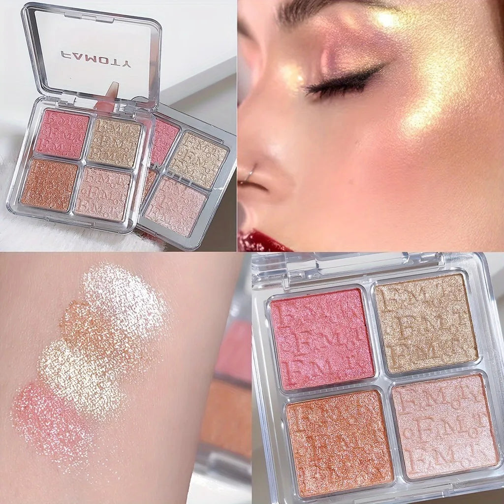 Paleta de Iluminador Facial 4 Cores – Glow Natural e à Prova d’Água