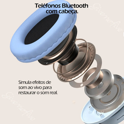 Fone de Ouvido Sem Fio P202 com Iluminação e Redução de Ruído – Bluetooth