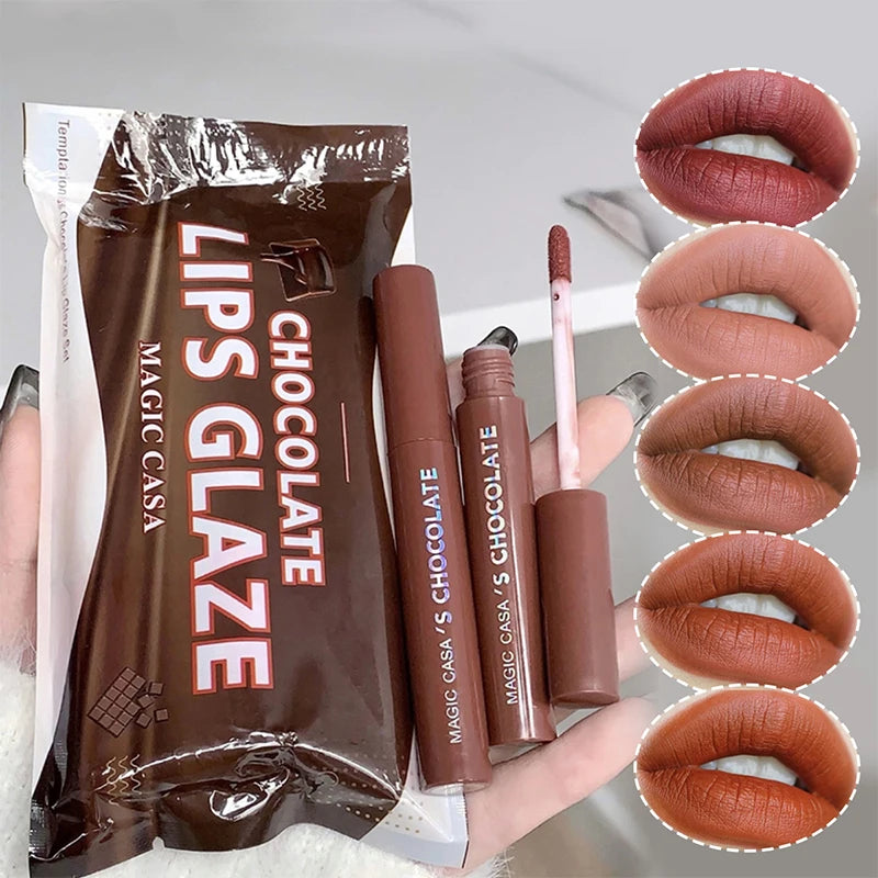 Conjunto 5 Batons Líquidos Chocolate – Efeito Matte Aveludado