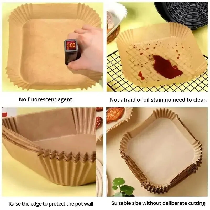 Formas Descartáveis de Papel para Air Fryer – Antiaderente e Resistente