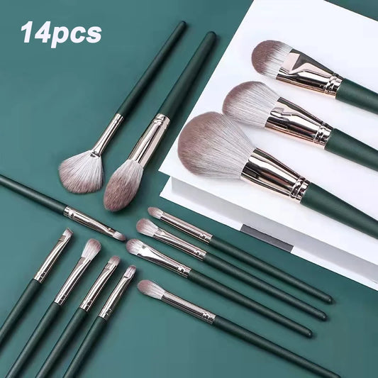 Kit de 14 Pincéis de Maquiagem – Macios, Fluffy e Multifuncionais