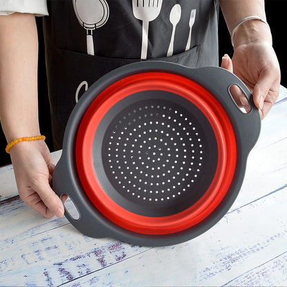 Cesto Escorredor Dobrável de Silicone para Frutas e Legumes