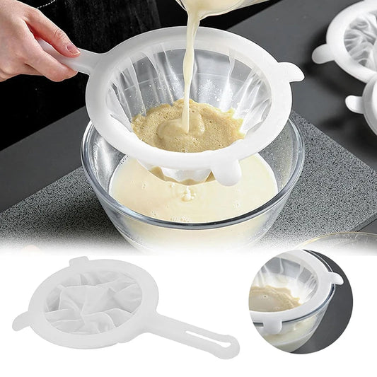 Peneira Fina de Nylon 200 Mesh – Utensílio de Cozinha Multiuso para Suco, Leite de Soja, Café