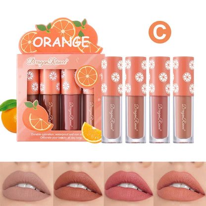 Kit Mini Batom Líquido Velvet Matte – 4 Peças com Aroma Frutado