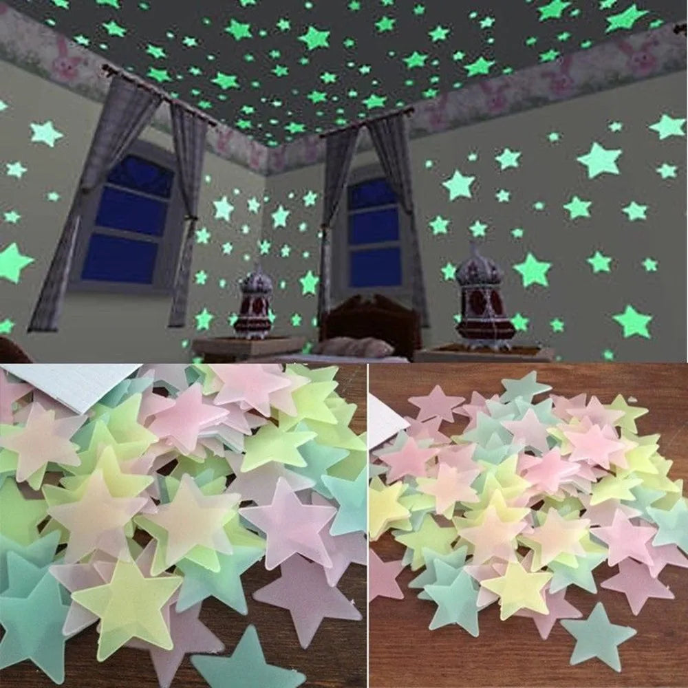 Adesivos Fluorescentes Estrelas Brilhantes – 100 Peças