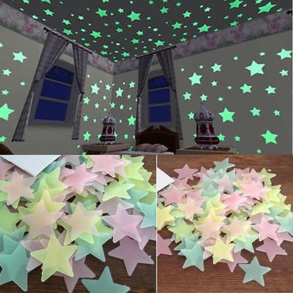 Adesivos Fluorescentes Estrelas Brilhantes – 100 Peças