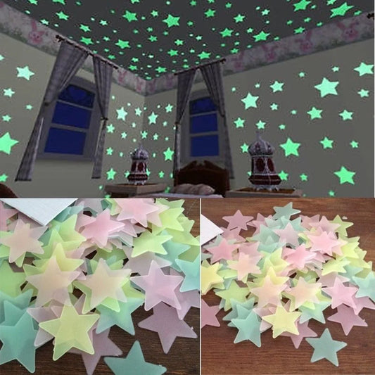 Adesivos Fluorescentes Estrelas Brilhantes – 100 Peças