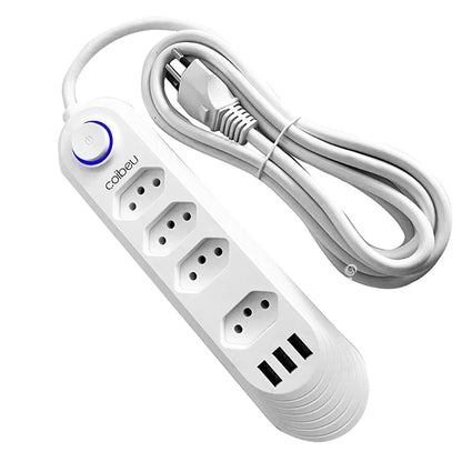 Extensão Elétrica com Plugue Brasileiro COIBEU – 2 Metros, 110-220V, 10A, 2500W com Tomada USB