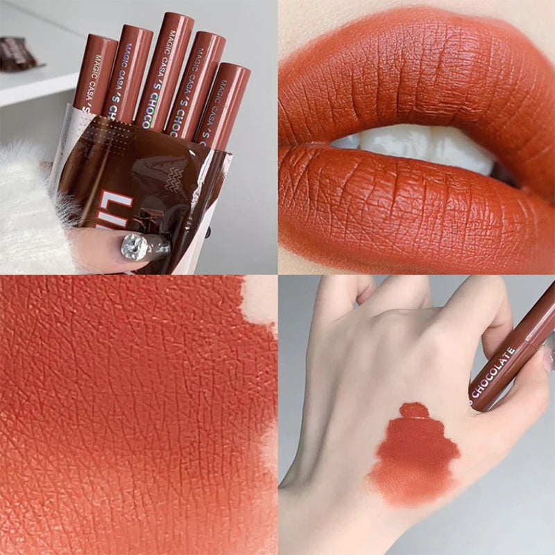 Conjunto 5 Batons Líquidos Chocolate – Efeito Matte Aveludado