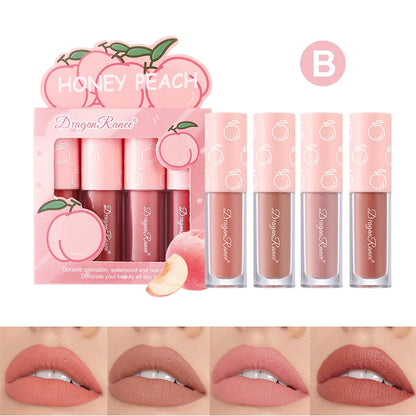 Kit Mini Batom Líquido Velvet Matte – 4 Peças com Aroma Frutado
