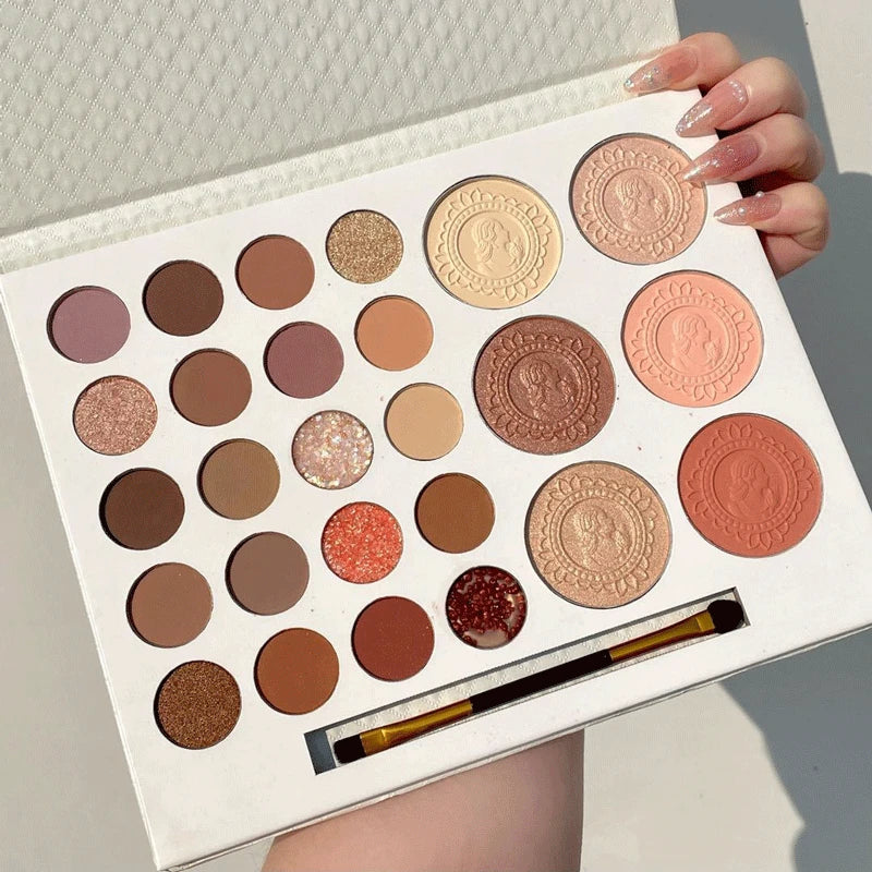 Paleta de Sombras 26 Cores – Matte, Iluminador e Blush