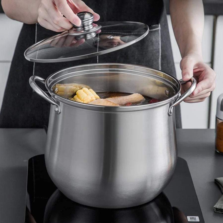 Panela de Aço Inoxidável Grande – Ideal para Sopas, Ensopados, Caldos