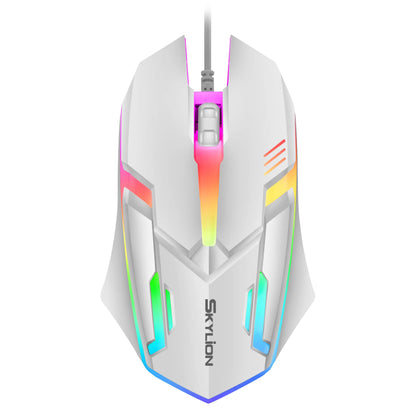 Mouse com Fio SKYLiON F1 – 3 Botões, Iluminação Colorida, Uso para Jogos e Escritório
