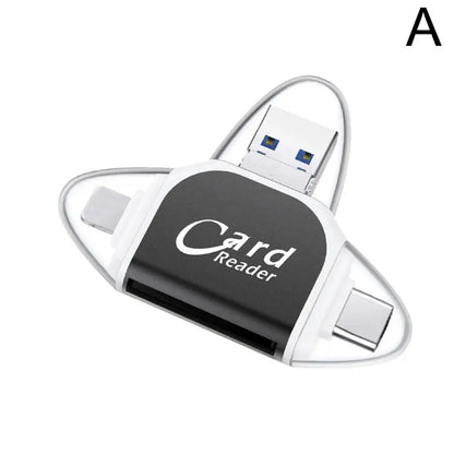 Leitor de Cartão Multifuncional de Metal 4 Portas 2 em 1 OTG Universal para PC, Celular e Laptop – Suporte Micro e TF