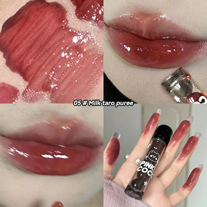 PINKCOCO Bear Doodle Mirror Lip Glaze – Gloss Labial de Brilho Espelhado