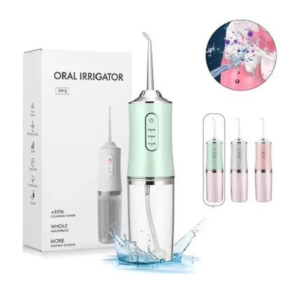 Irrigador Oral Portátil com 1 Bico, 3 Modos de Jato, Recarregável USB – 220ml