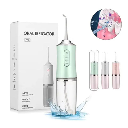 Irrigador Oral Portátil com 1 Bico, 3 Modos de Jato, Recarregável USB – 220ml